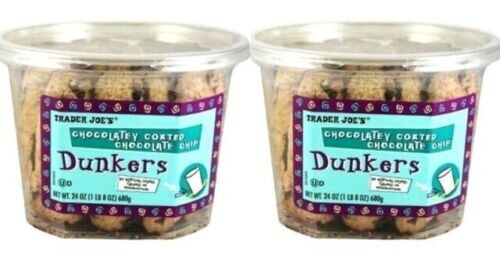 2 Packs Trader Joe’s Chocolatey Coated Chocolate Chip Dunkers 24 oz Each Pack