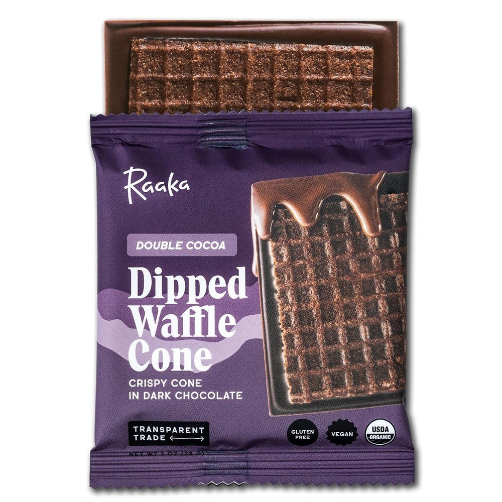 Raaka Dipped Waffle Cone in Dark Chocolate, 1oz (Pack of 10)