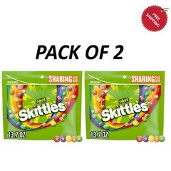 (Pack of 2)Skittles Sour Candy, Chewy Fruit Candies, Share Size, 13.7 oz Bag