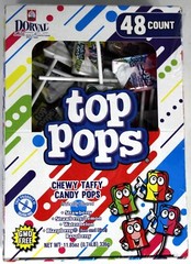 Dorval Top Pops Chewy Taffy Candy Lollipops 48 Count Box Assorted Fruit Flavors
