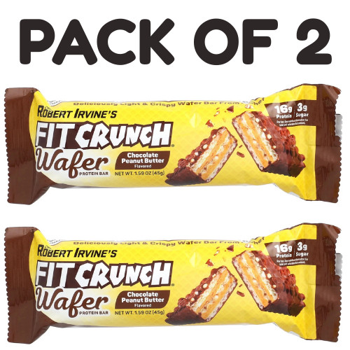 FITCRUNCH Wafer – Chocolate Peanut Butter – 9 Bars (1.59 oz Each) – Pack of 2