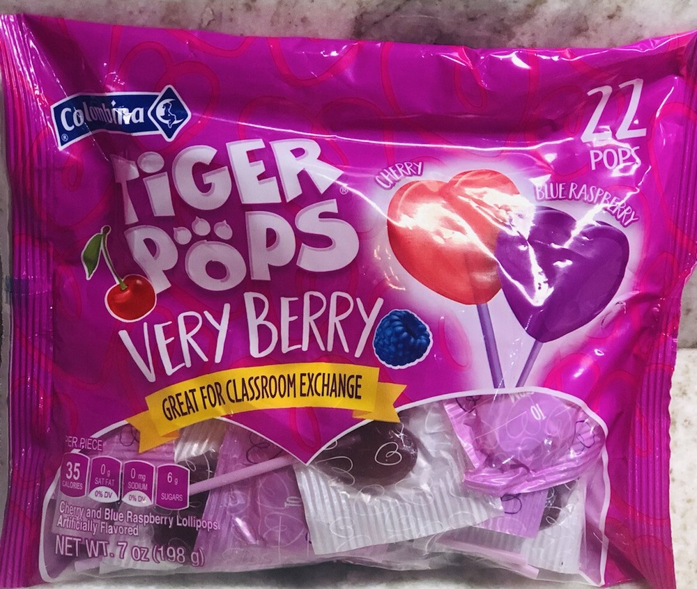Colombina-Valentine’s Day Heart Shaped Cherry and Blue Rasberry Lollipops(20 Ct.