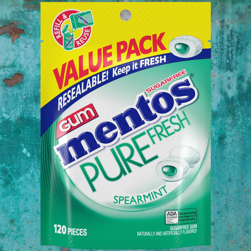 Pure Fresh Sugar-Free Spearmint Gum 120 Count Xylitol Resealable Bag