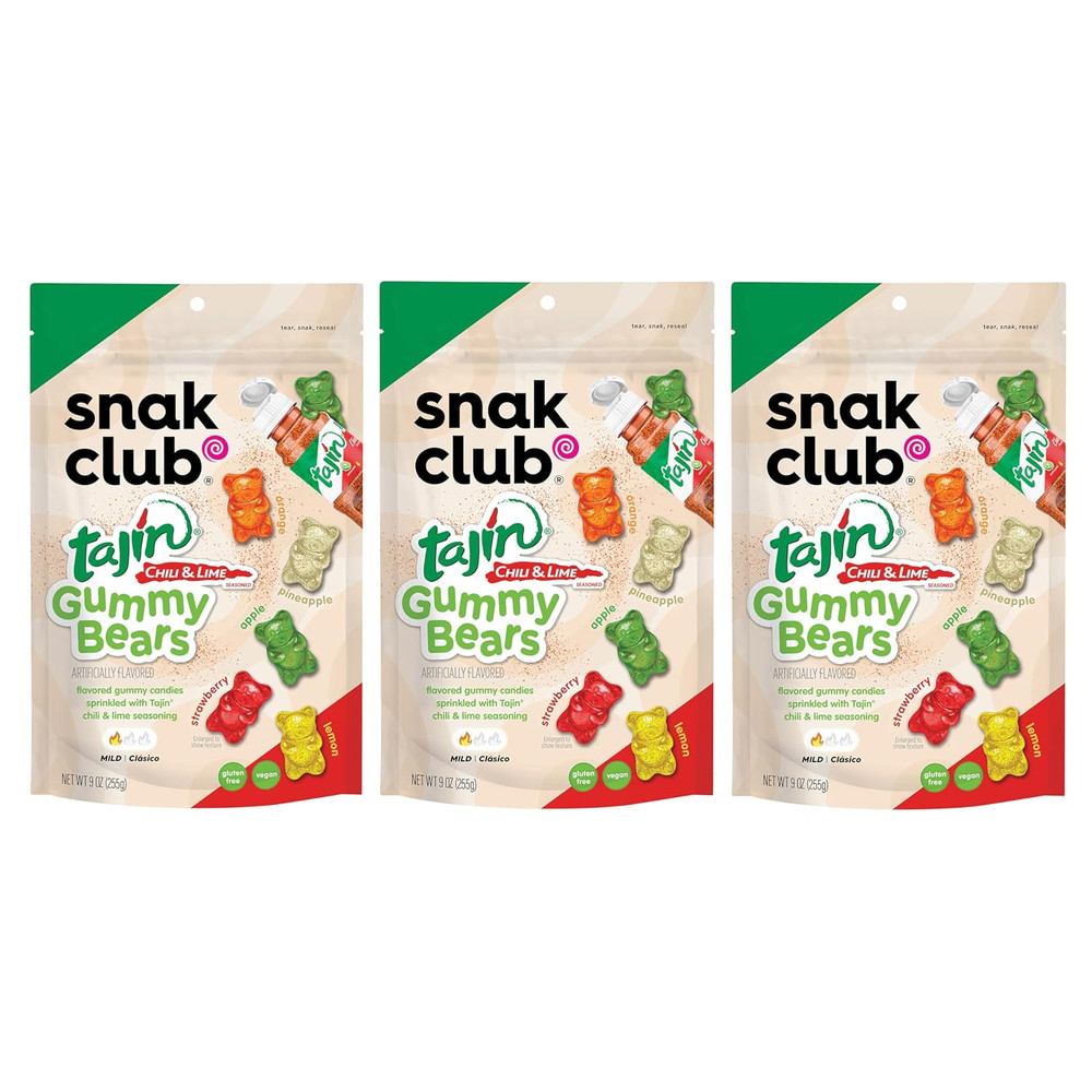 Tajin Gummy Bears, Assorted Fruit Candy Gummies with Chili and Lime Seasoning, M