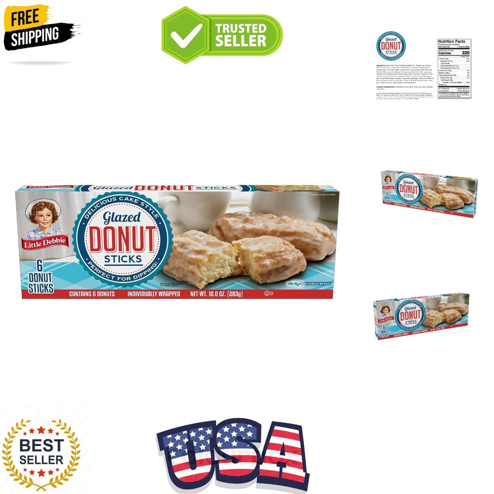Donut Sticks 6 Individually Wrapped Snack Cakes, 10 OZ Box
