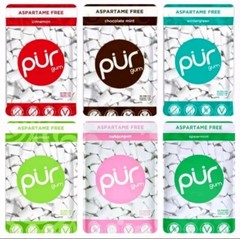 PUR Xylitol Chewing Gum 6 Flavor Variety (55 Pieces, 6 Pack) Sugarless Vegan