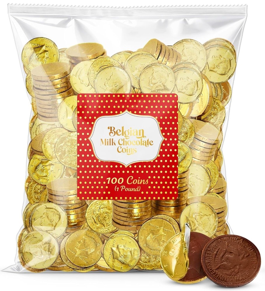 Belgian Milk Chocolate Gold Coins – Smooth, Creamy European 100 Count