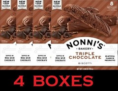 Nonni’s Bakery Triple Chocolate Biscotti Real Milk Chocolate 6.88 oz Box 4 PACK