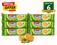 Britannia Treat Cozy Cardamom Cream Biscuits Cookies 80g Pack of 6 Value Pack