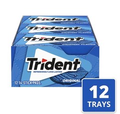 Trident Original Flavor Sugar Free Gum 12 Packs of 14 Pieces (168 Total Pieces)