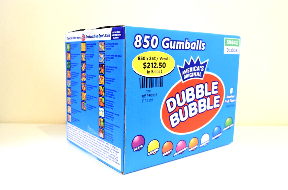 Dubble Bubble Fresh Gumballs Box 1″ Inch (850 ct.) 16 LBS Bulk Vending FREE SHIP