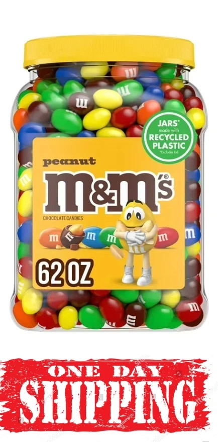 M&M’S Peanut Milk Chocolate Candy Bulk Jar 62 oz FREE SHIPPING