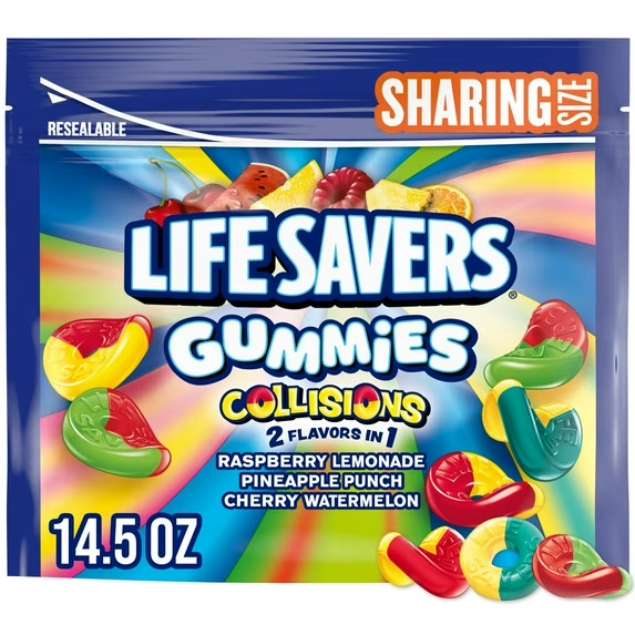 Life Savers Gummies Collisions Gummy Candy Fruit Mix, Sharing Size – 14.5 oz.