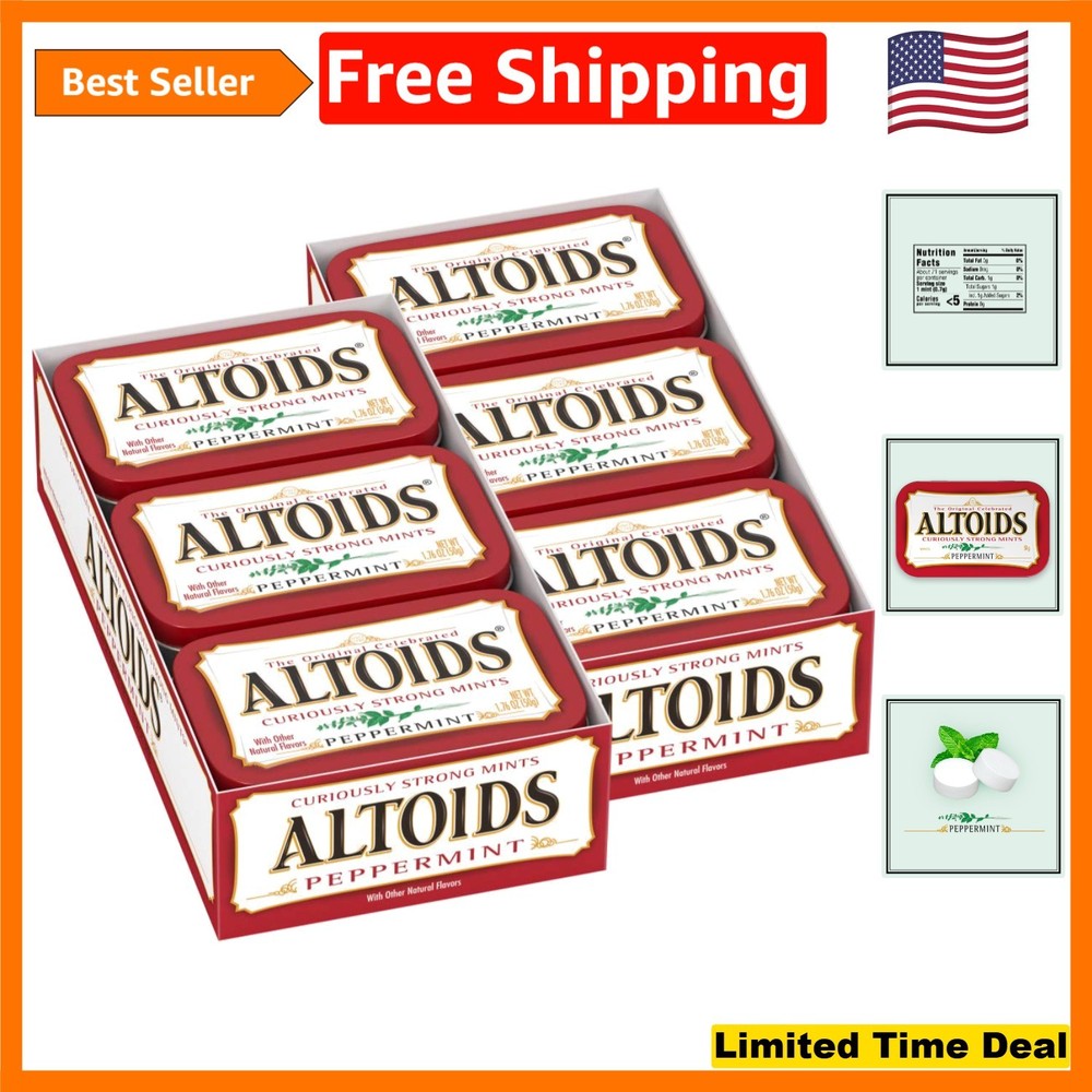 12-Pack Classic Peppermint Breath Mints in Reusable Tins – Freshness on-the-go