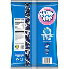 Blue Raspberry Blow Pops Bubble Gum Lollipops 50 Count Individually Wrapped