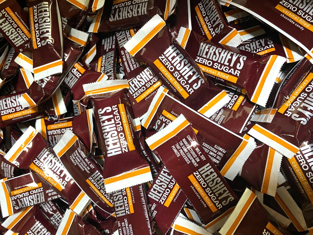 HERSHEY’s Zero Sugar Free Milk Chocolate Caramel Filled, Bulk Candy (2 Pounds)