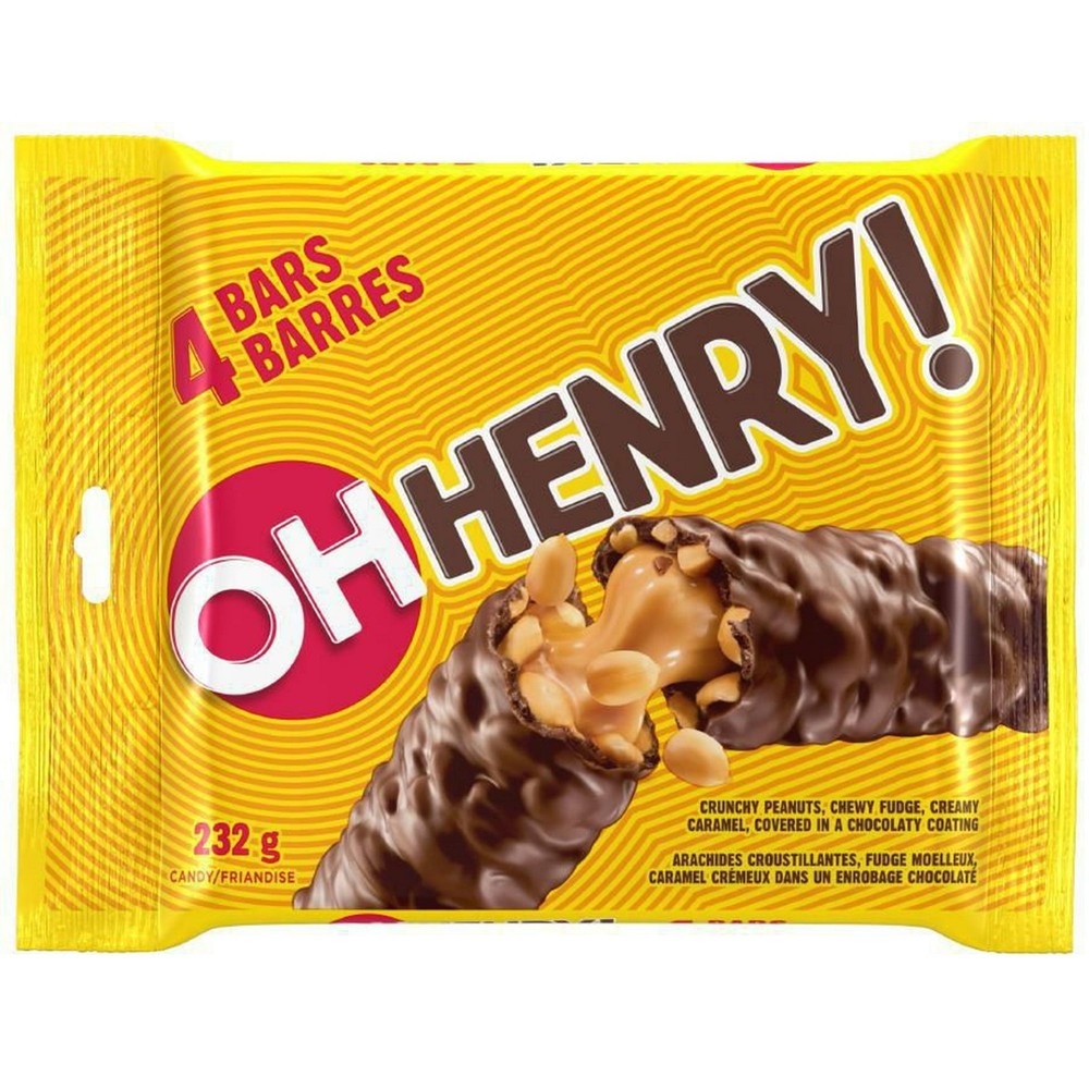 4 Packs of 4 Oh Henry Chocolate Candy Bars 58g Each (16 Full Size Bars) FRESH