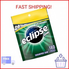 ECLIPSE Spearmint Chewing Gum Sugar Free, Mint Gum Bulk Pack, 8.8 Ounce (180 Pie