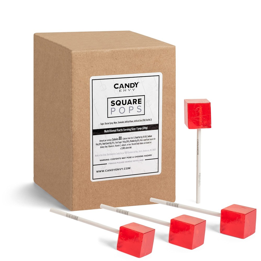 Candy Envy – Red Square Pops – 24 Pack – Cinnamon 24 Count (Pack of 1),