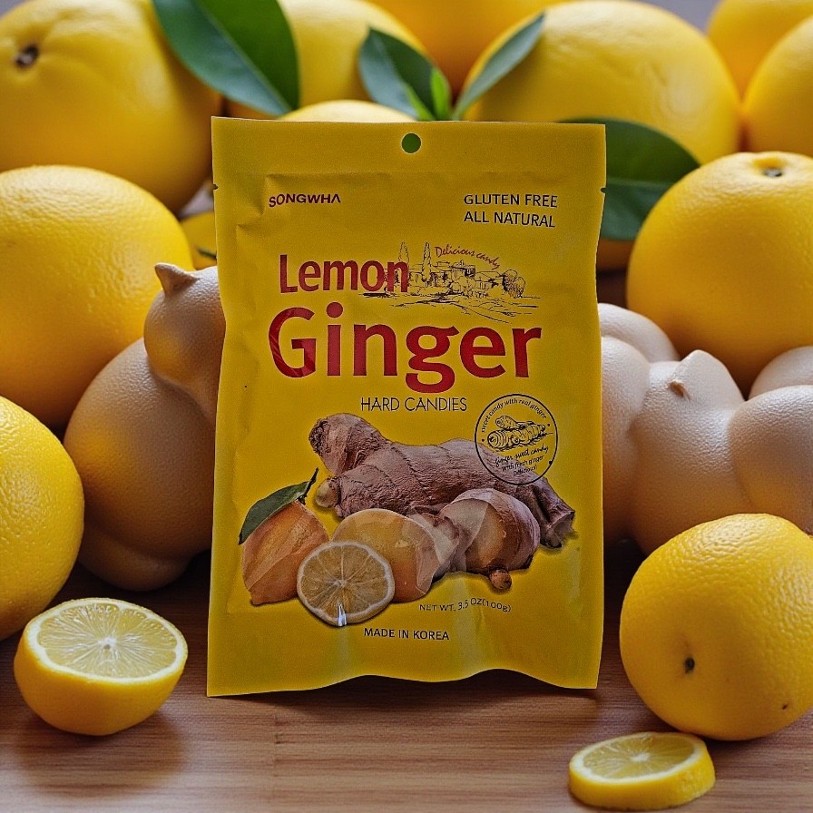 Songwha Lemon Ginger Hard Candies, 3.5 oz, All Natural & Gluten Free – Free Ship