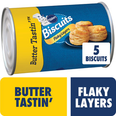Pillsbury Flaky Layers Butter Tastin’ Canned Biscuits, 5 Count, 6 oz