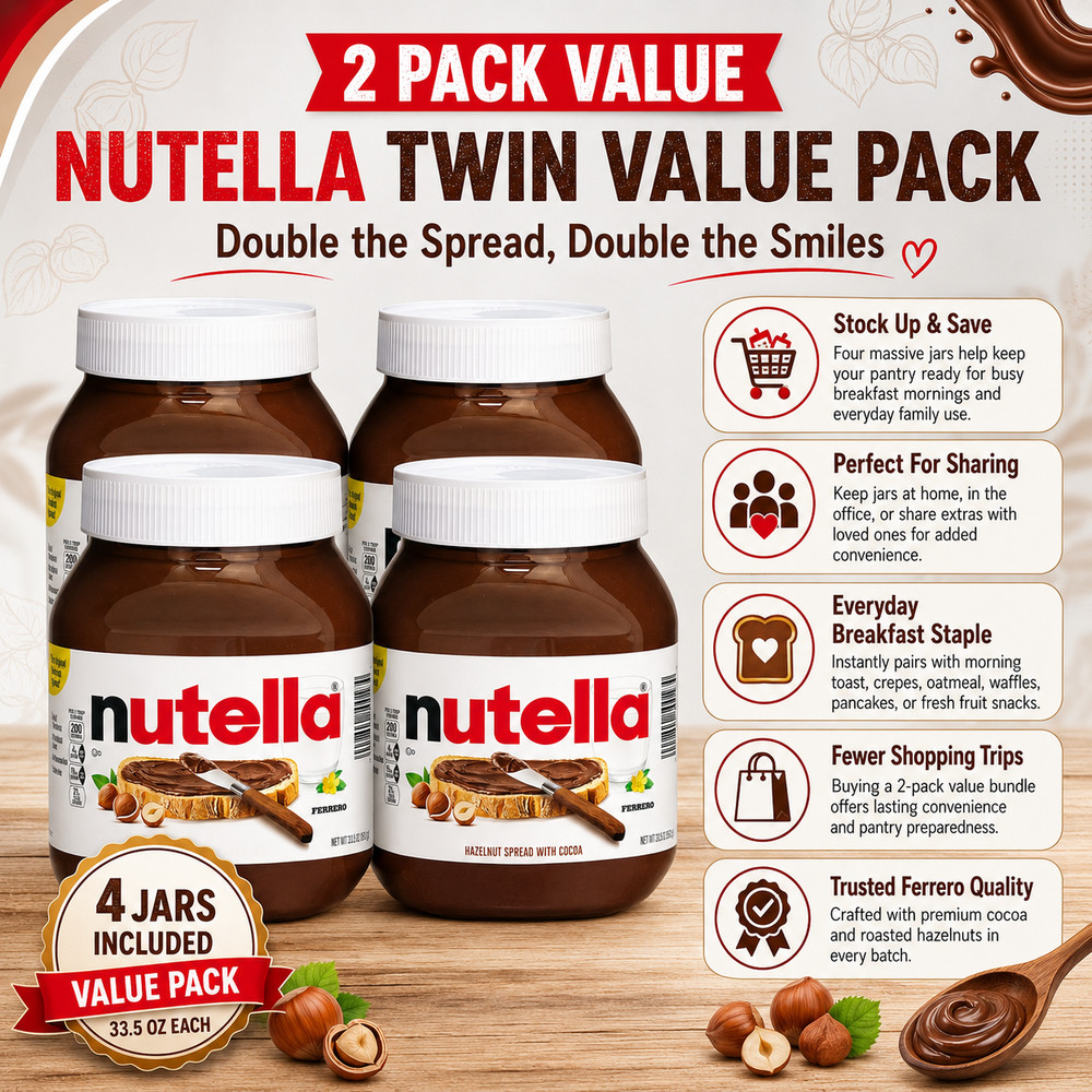 2 Orders Nutella Hazelnut Spread with Cocoa, 33.5 oz, 2-count Each Order