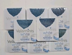 Velamints Sugar Free Gum Peppermint Pack of 8 Tins 16 pc per Tin White 04/2027