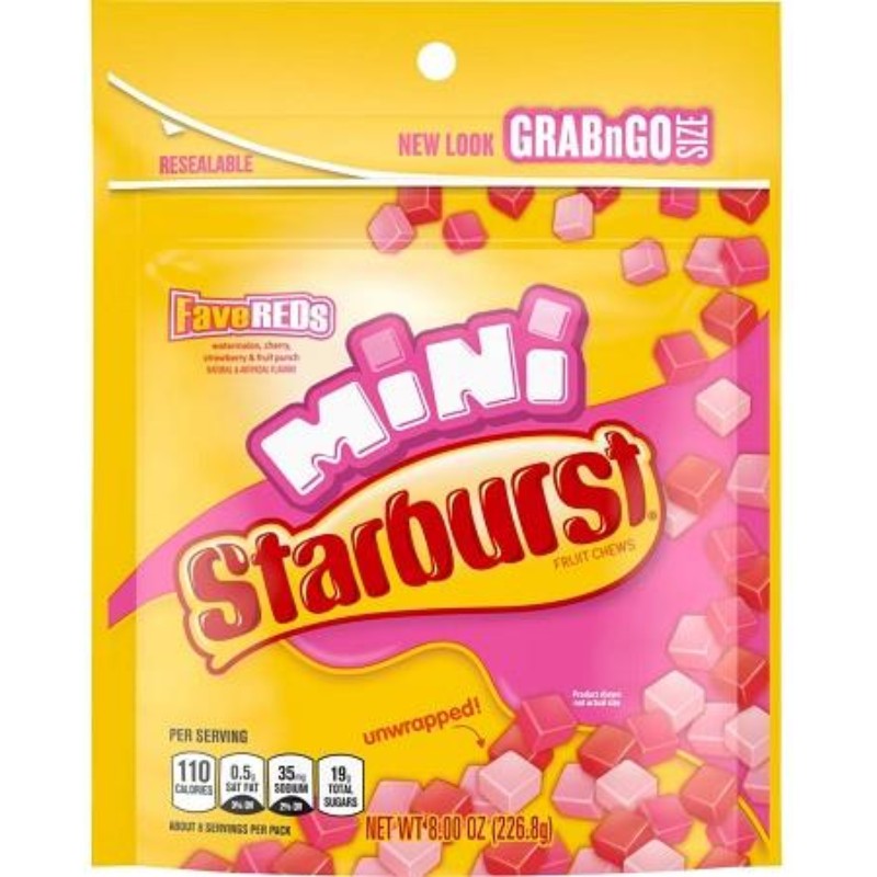2x Starburst Mini FaveREDS Candy Grab N Go Snack Treats Fresh 8oz