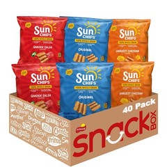 SunChips 100% Whole Grain Chips, Variety Pack, 1 oz 40 Count (Pack of 1)