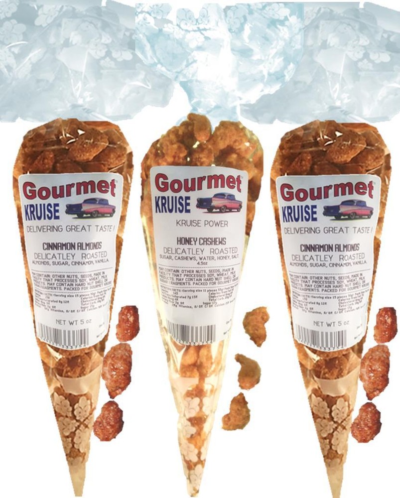 Almonds (2) Cinnamon Roasted (1) Honey Cashews (NET WT 14.5 OZ) Gourmet Kruise®