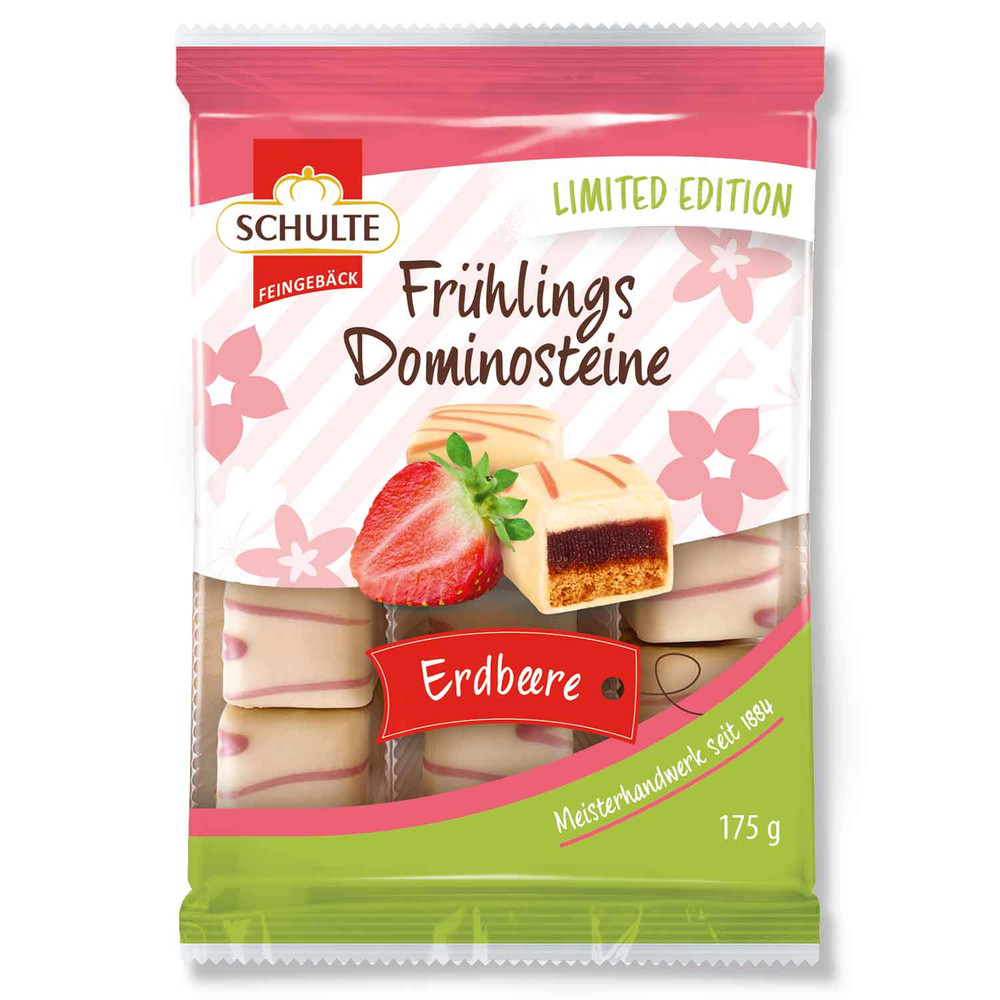 Schulte white chocolate dominoes STRAWBERRY filling -175g-Spring 2026-FREE SHIP