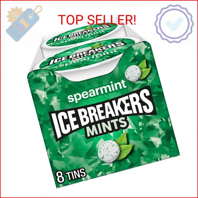 ICE BREAKERS Spearmint Sugar Free Mints Tins, 1.5 oz (8 Count)