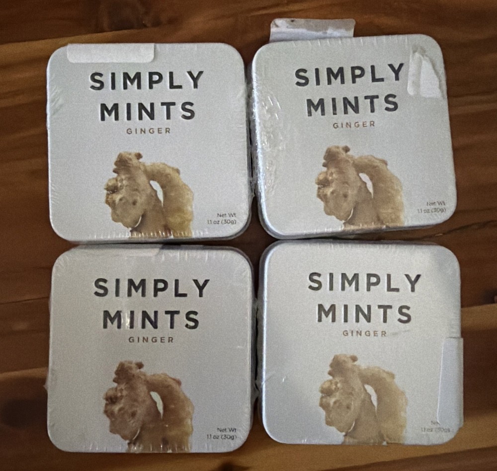 4 Simply Mints Ginger Breath Mints 30 ct Tins ~ NIB ~ Best By 06/21/26