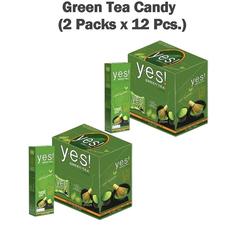 2 Packs Yes! Candy Green Tea flavor From Real Green Tea Party No Color Add 36g.