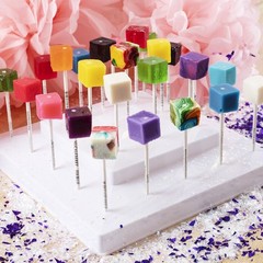 Hard Candy Cube Lollipop Suckers: Individually Wrapped Flavored Sucker Pack b…