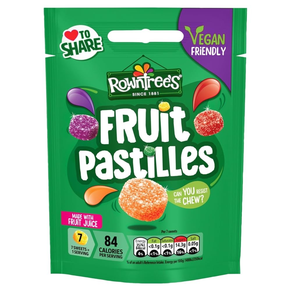 Rowntrees Fruit Pastilles Bag 143 g Small, Lime,orange