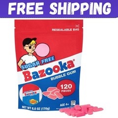 Bazooka Sugar-Free Bubble Gum Pellets Bag – 120 Count Bulk Gum, Original Flavor