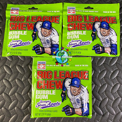 3-PACK LOT OF BIG LEAGUE CHEW SHREDDED BUBBLE GUM “SWINGIN’ SOUR APPLE” baseball