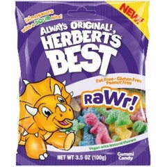 6x Herbert’s Best Rawr! Gummy Candy Vegan Gluten Free Snacks Bulk 3.5oz Fresh