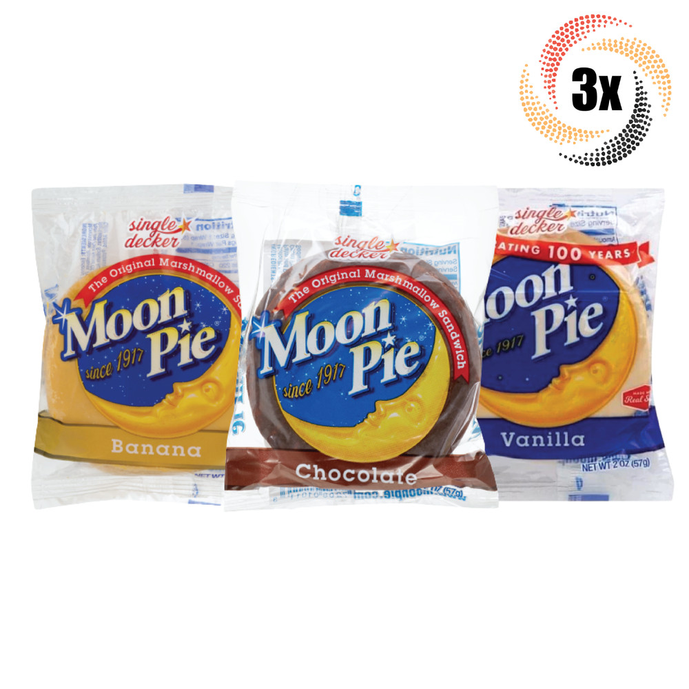 3x Pies Moon Pie Single Decker Variety Marshmallow Sandwiches 2oz Mix & Match!