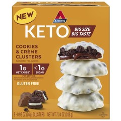 Atkins Keto Cookies & Crème Clusters, Gluten Free, High Fiber, Low 8 Count
