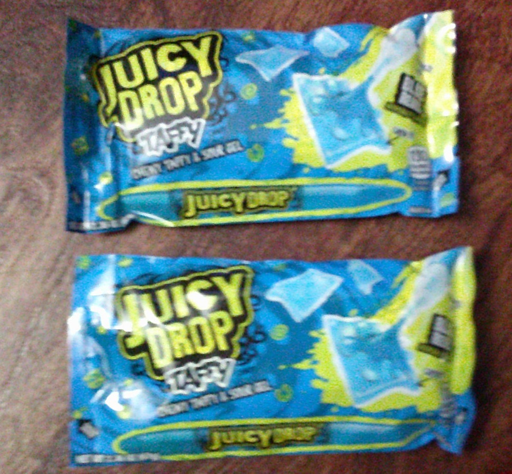 2 NEW packs of JUICY DROP TAFFY & liquid candy BLUE RASPBERRY