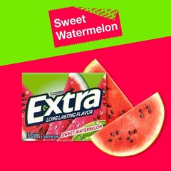WRIGLEYS EXTRA FRUIT SENSATIONS SWEET WATERMELON 15 Count (Pack of 1), Pink