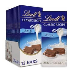 Lindt CLASSIC RECIPE Milk Chocolate Bar, Milk Chocolate Candy, 4.4 oz. 12
