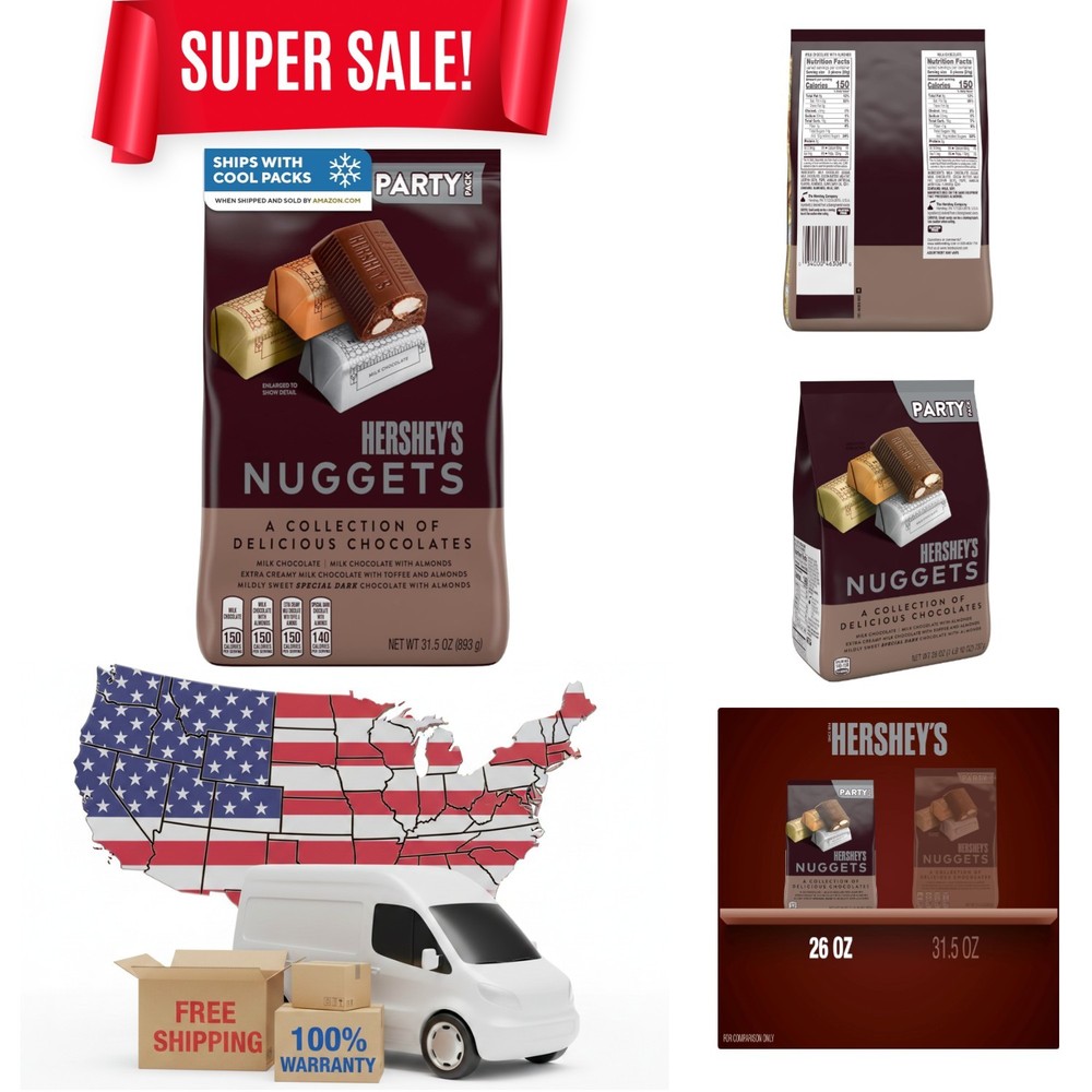 Value Size NUGGETS Assorted Chocolate Candy Pack, 26 oz – Individually Wrapped