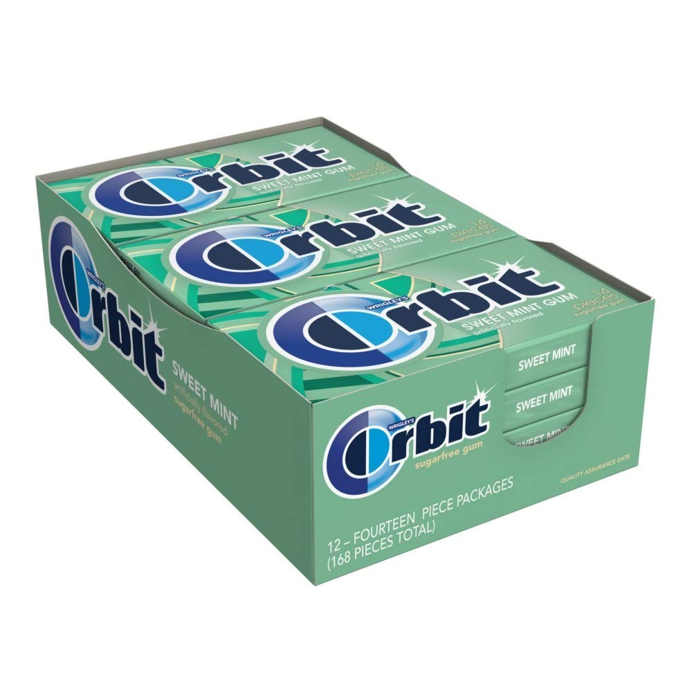 Orbit Sweet Mint Sugarfree Chewing Gum 168 Pieces Bulk Box for Valentine’s Day