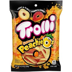 Trolli Peachie O’s Sweet Gummy Rings Candy, 4.25 Ounce – Pack Of 6
