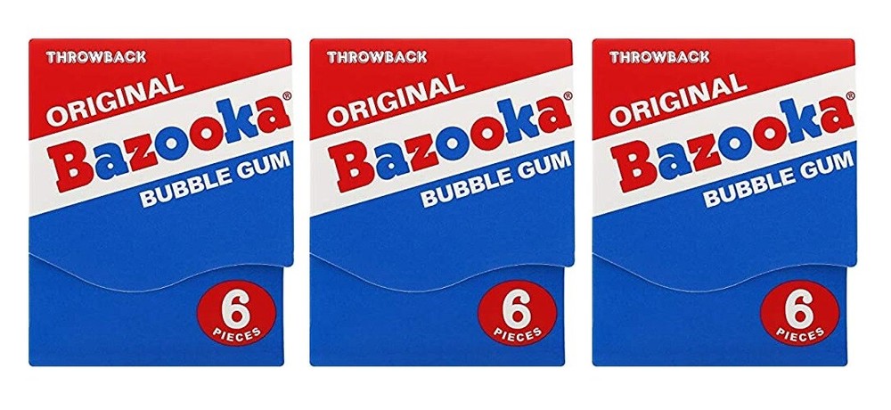 3x Throwback Original Bazooka Mini Wallet Bubblegum 6 Pieces Pack American Gum