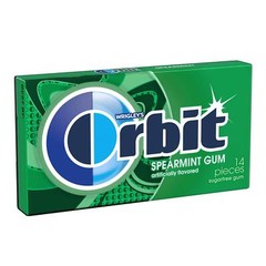 Wrigley Spearmint Orbit Bubble Gum — 144 per case.