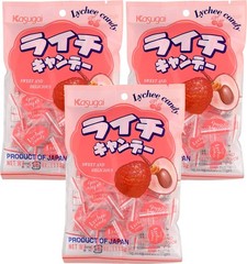 Kasugai Hard Candy Lychee, 4.05 oz (Pack of 3) Ounce 3), Red